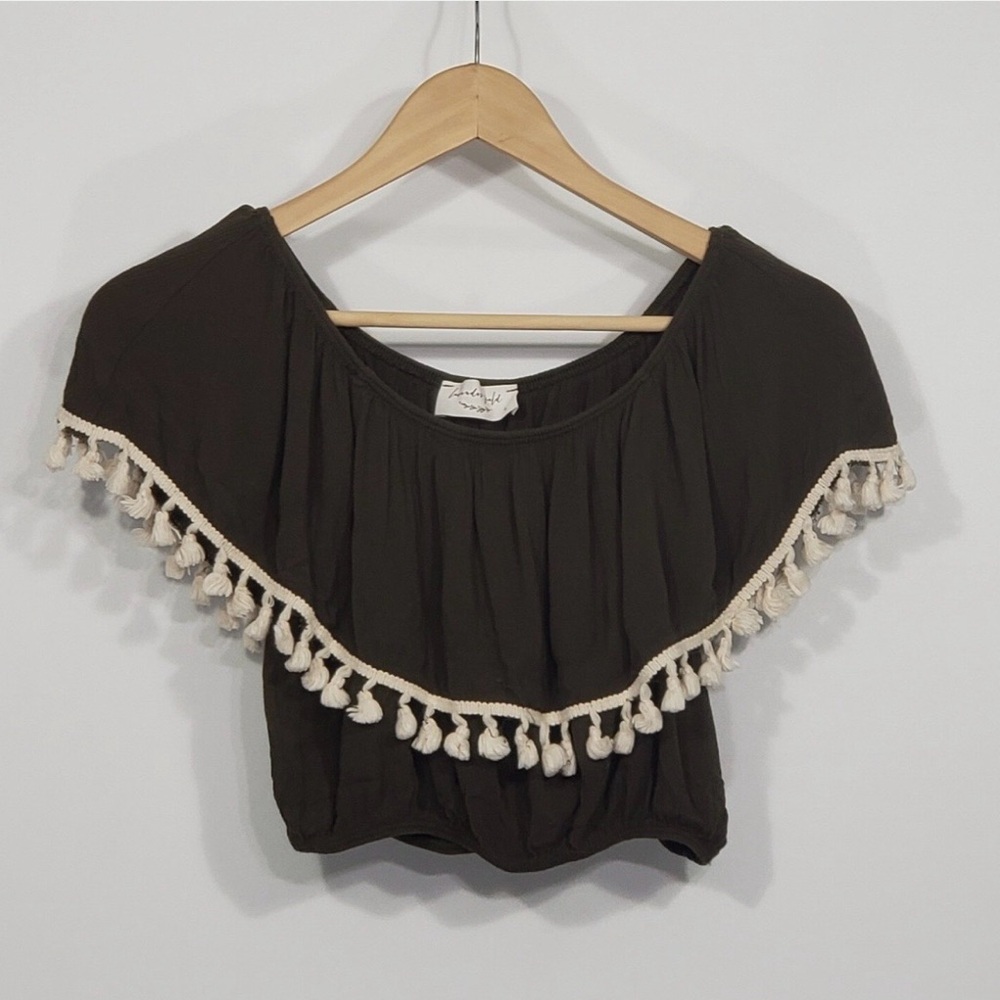 Lavender field off the shoulder crop top